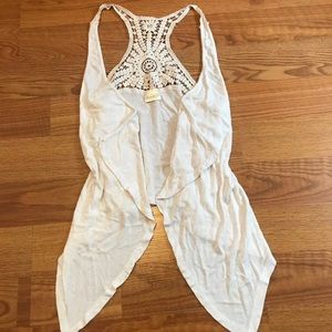 Beachy/Boho Cream Crochet Coverup Tank